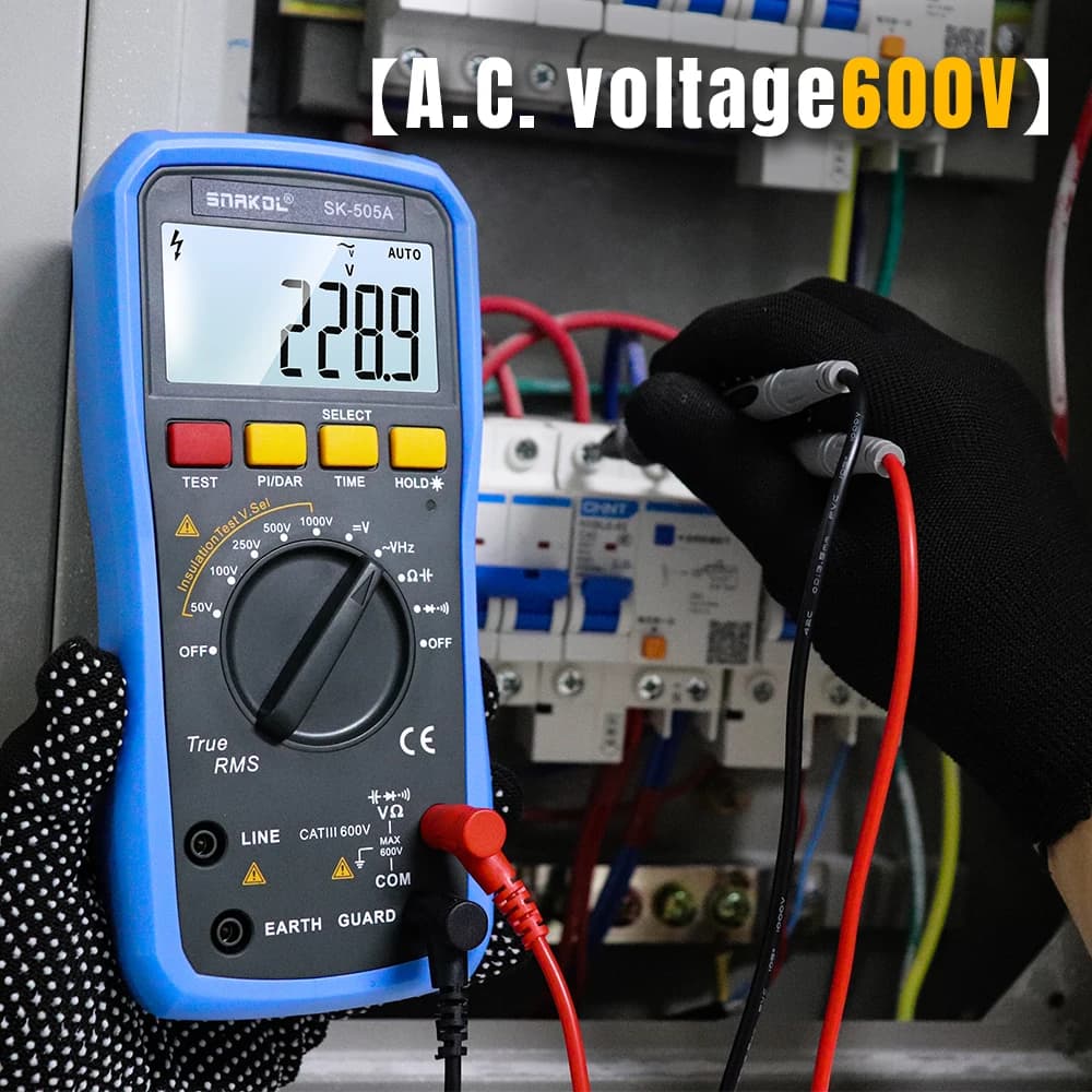 50V~1000V SK505A High Voltage Insulation Tester 2-in-1 Digital Multimeter PI Polarization Index DAR Absorption Ratio Meter