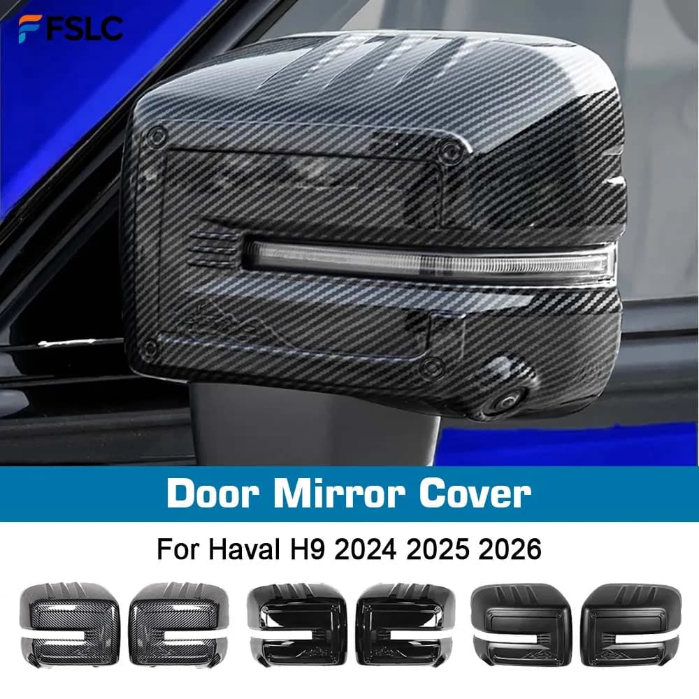 ⭐Genuine⭐ Car Decoration Door Mirror Cover For Haval H9 2024 2025 2026 Carbon Fiber Matte Black Car Rearview Accessories
