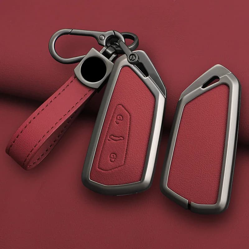 Zinc Alloy Leather Car Key Case Cover Shell For VW Volkswagen Golf 8 2020 Skoda Octavia A8 MK8 2022 2021 SEAT Leon MK4 Accessory