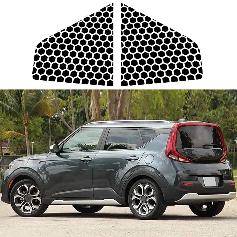 For Kia Sauer 2019-2022 Automotive Rear Triangle Glass Decorative Stickers PVC Honeycomb Car Accessories