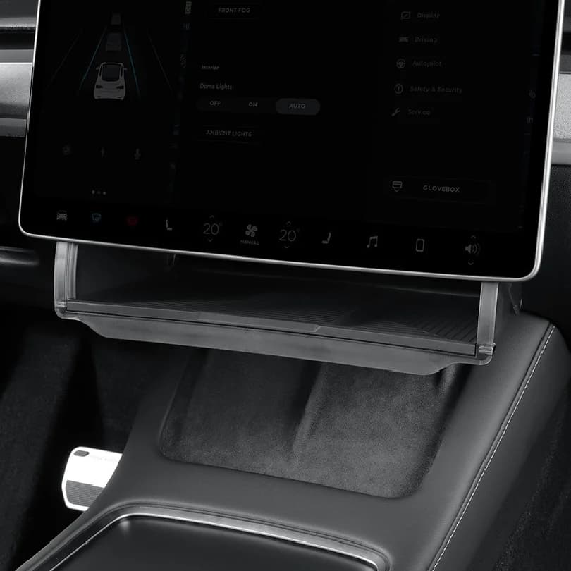 For Tesla Model Y Juniper 2025‑2026 Model 3 Highland Under‑Screen Hidden Storage Box Center Console Behind Screen Storage Organi