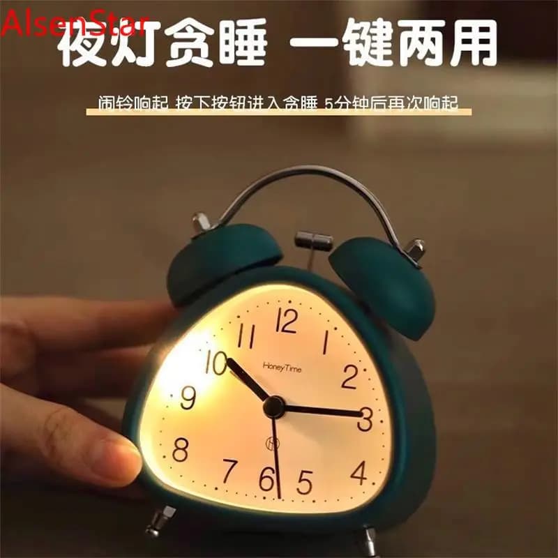 Nordic Anti-fall Desktop Triangle Alarm Clock School Student Children's Wake-up Artifact Desk Alarm Clock Watch Home Decoration