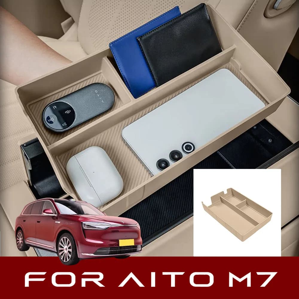 Fit For New AITO M7 2026 Central Control Armrest Box Storage Box Automotive Modification Parts Original Car Color Silicone Pad
