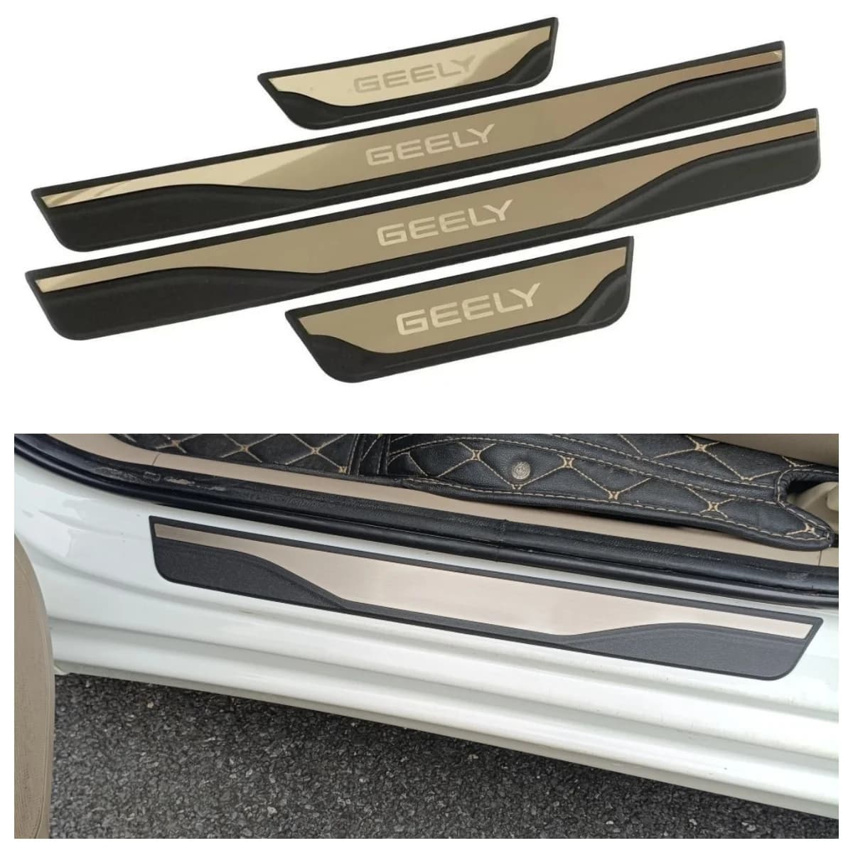 For Geely Coolray Emgrand Monjaro Okavango EX2 EX5 2027-2019 Car Door Sill Protector Cover Trim Pedal ABS Sticker Auto Accessory
