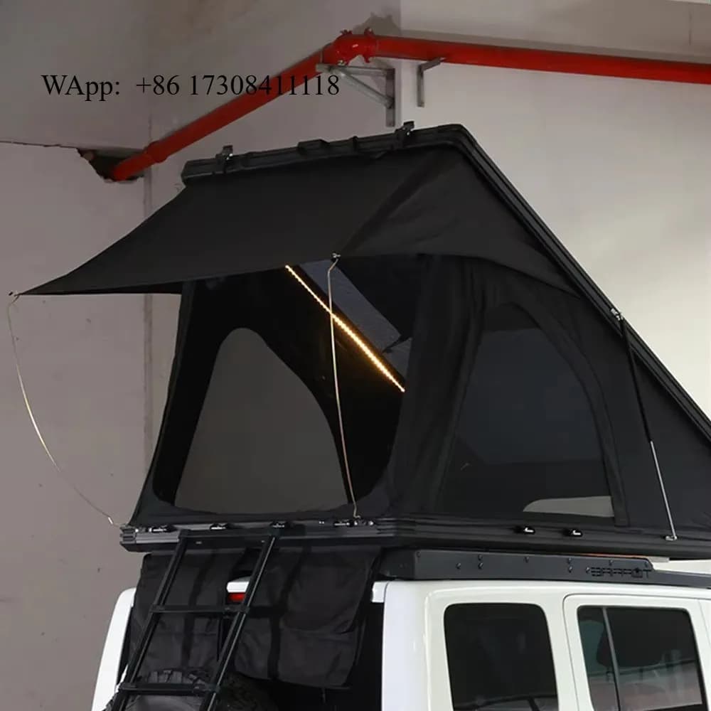 HOTO High Rise RTT Car Rooftop Tent Clamshell Aluminum Triangle Hardshell 2-3 4 Person Heavy Duty 2025 Rooftop Tent for Sale