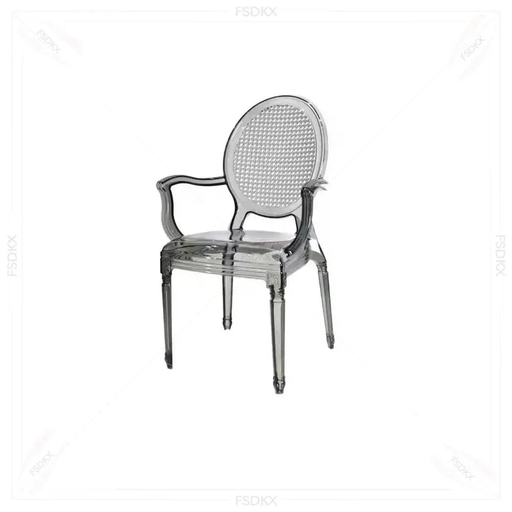 Wedding Event Rental Outdoor Hotel Furniture Plastic Ghost Round Back Acrylic Crystal Clear Chair For Party