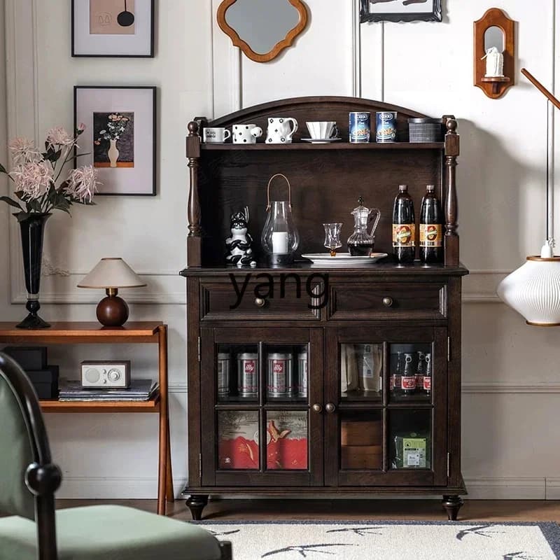 CX1 solid wood dining side cabinet retro home restaurant tea cabinet multi-functional wall integrated wine cabinet