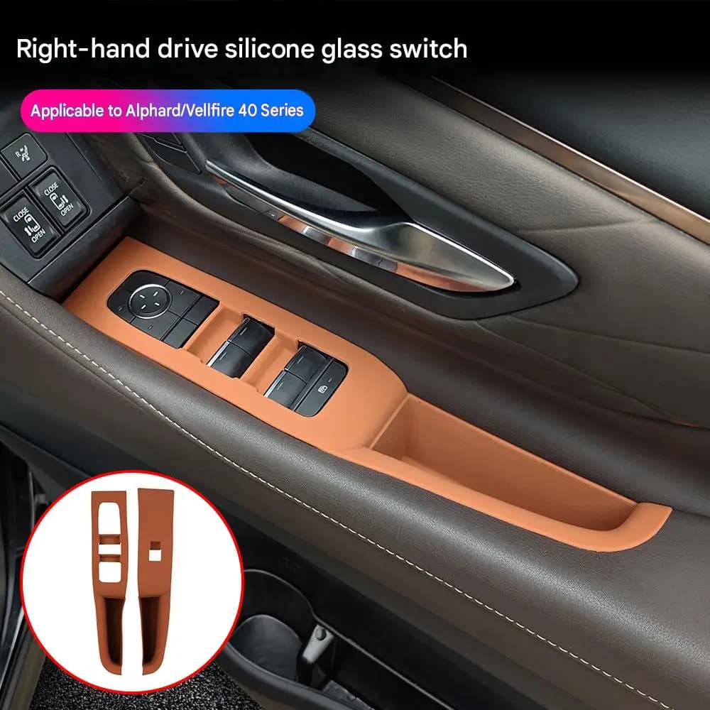 Car Window Switch Panel Silicone Cover for Toyota Alphard Vellfire 40 Series RHD Door Armrest stickers Interior Accessories