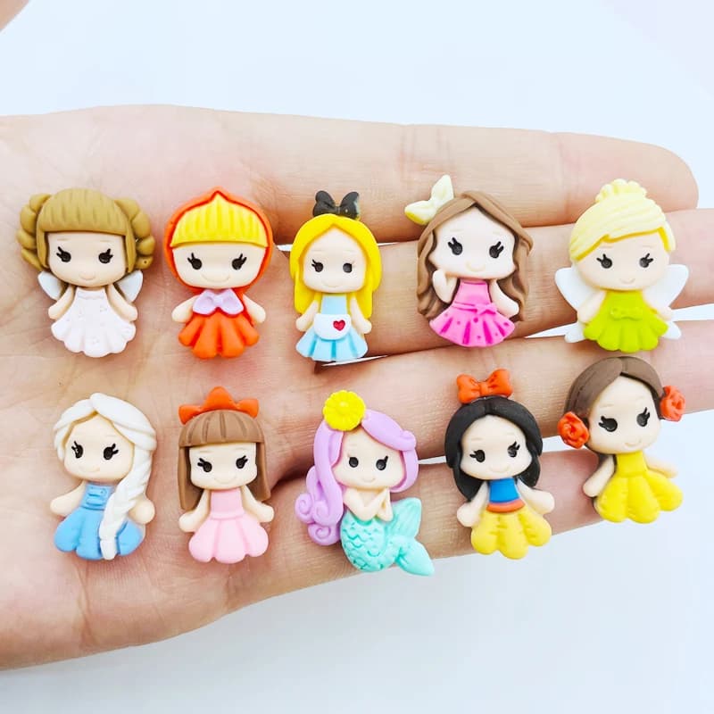 20Pcs New Cute Resin Mini Cartoon Princess Flat Back Cabochon Scrapbook Kawaii DIY Embellishments Accessories A103