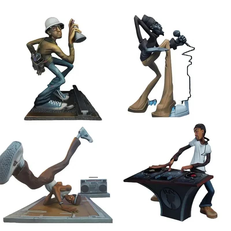 Hip Hop Elements Sculpture Artist Statue Ornament DJ Break Dance Rap Music Statue Collect Home Decor Souvenir Figurines Gift