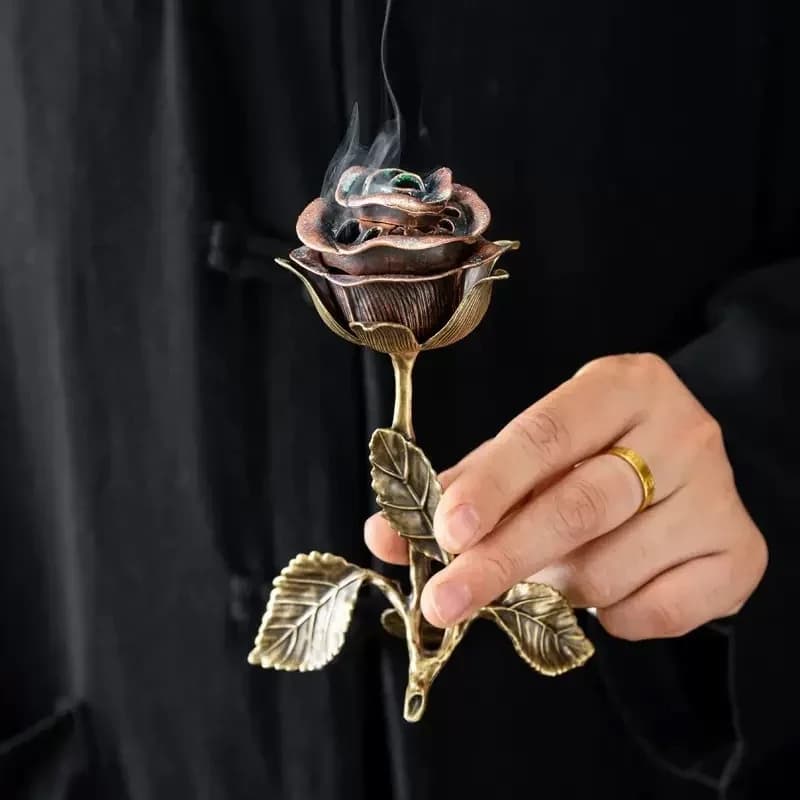Antique Rose Scented Incense Burner Holder Tabletop Censer Home Fragrance Aromatherapy Ornament Gift For Living Room