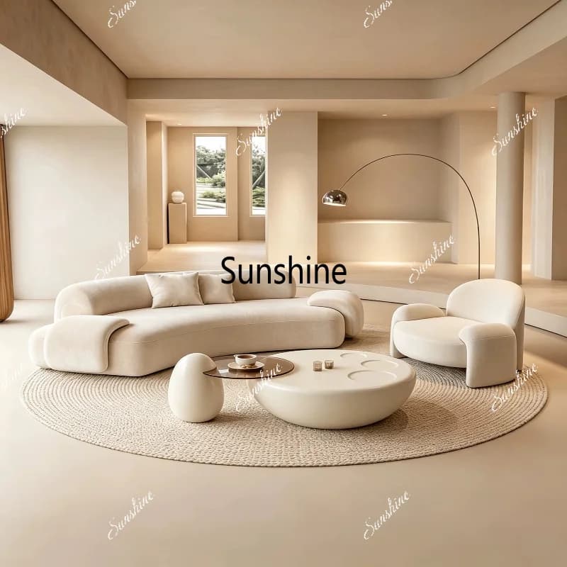 Nordic cream wind arc special-shaped hall reception hotel sales office meeting sofa