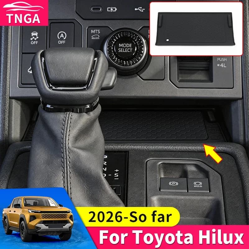 For 2026 Toyota Hilux SR Center Console Wireless Charging Silicone Pad Non Slip Anti Scratch Dust Proof Car Interior Accessories