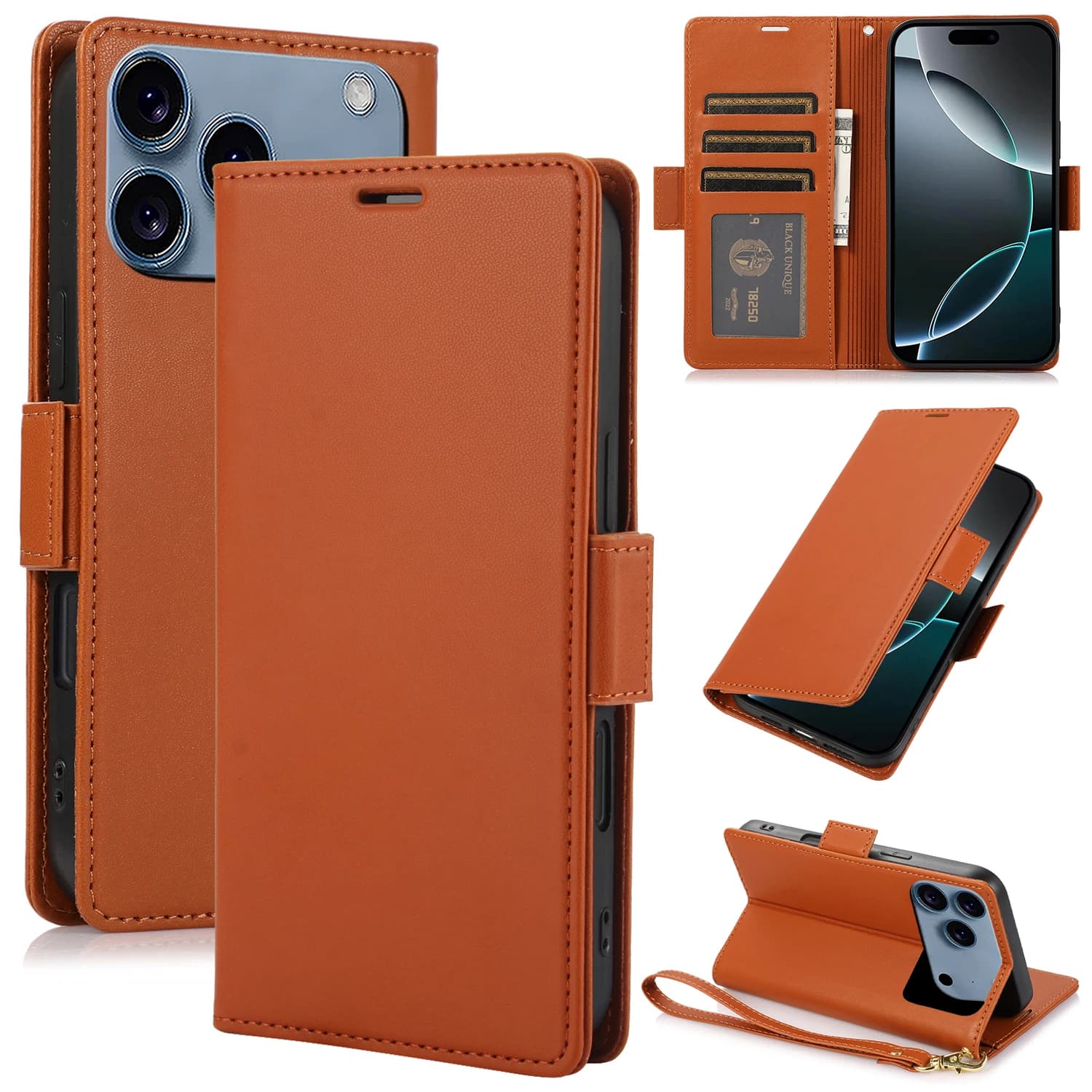 Luxury Wallet Leather Cards Holder Case For iPhone 18 Pro Max 17 16 15 14 13 12 11 Pro Max Plus Shockproof Back Case Accessories