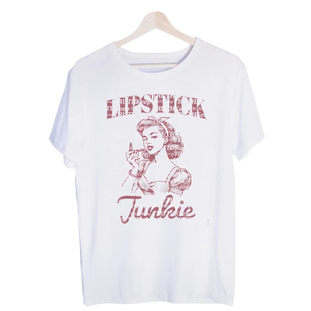 Men's Vintage Pinup Girl Graphic Tee, Short Sleeve Crew Neck T-Shirt for Casual Daily Wear and Retro Style Outfits