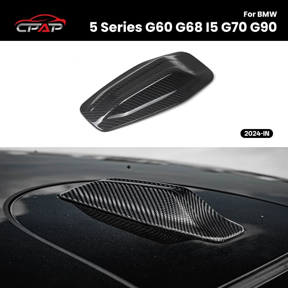 Real Dry Carbon Fiber Shark Fin Antenna Cover Trim For BMW 5 Series G60 G68 I5 G70 G90 2024-IN Sticky Style