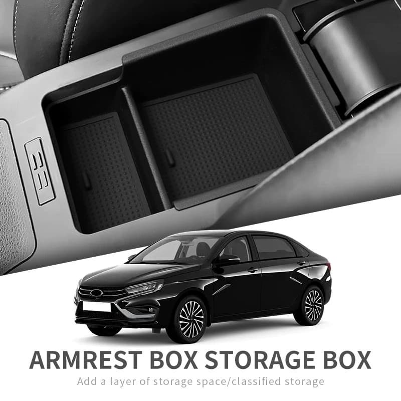 For Lada VESTA/AURA 2015-2025 Car Armrest Storage Box Center Console Multifunctional Organizer Tray Car Interior Accessories