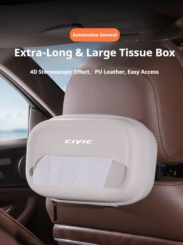 Car 3D stereoscopic Extra-Long & Large tissue box seat backrest Sunshade panel tissue box For Honda Civic Interior Accessories