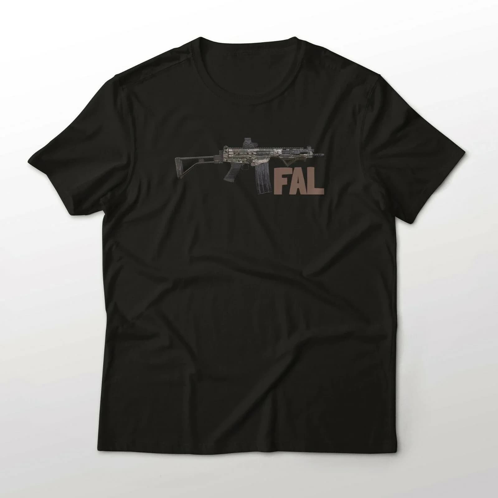 FAL Battle Rifle Para Carbine, Brushstroke Camouflage Gun Art Graphic T-Shirt Men's 100% Cotton Casual T-shirts Loose Top S-3XL