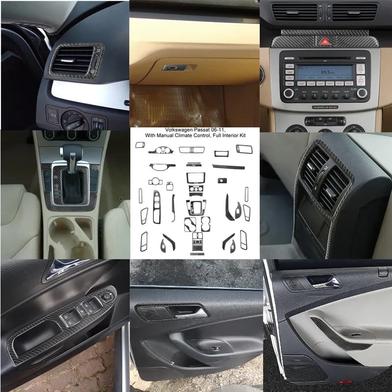 Car Interior Carbon Fiber Sticker For Volkswagen Passat 2006-2011 Center Control Panel Dashboard Gear Shift Window Lifting Panel