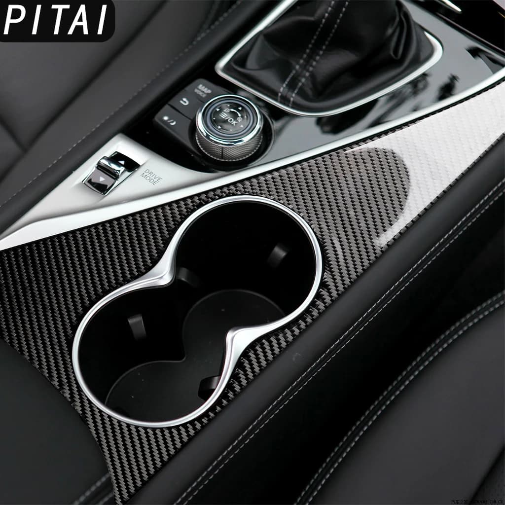 For Infiniti Q50 2014-2020 Car Carbon Fiber Cup Holder Panel decoration Sticker Modification Car Interior Accessories Sticker