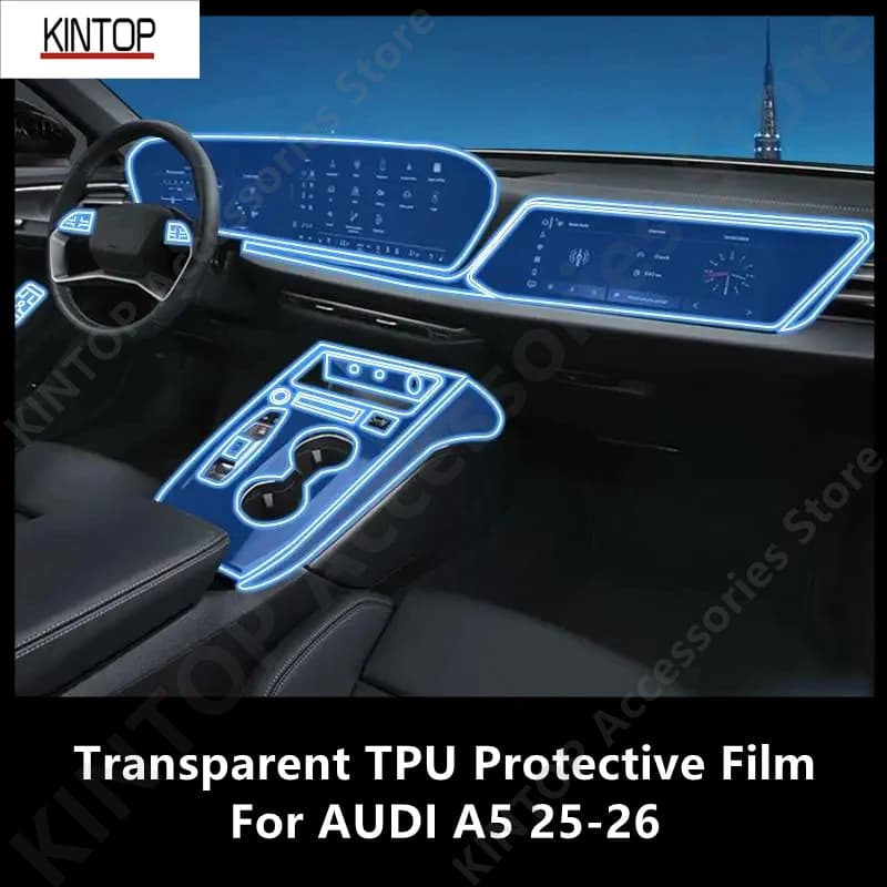 For AUDI A5 25-26 Car Interior Center Console Transparent TPU Protective Film Anti-scratch Repair Accessories Refit