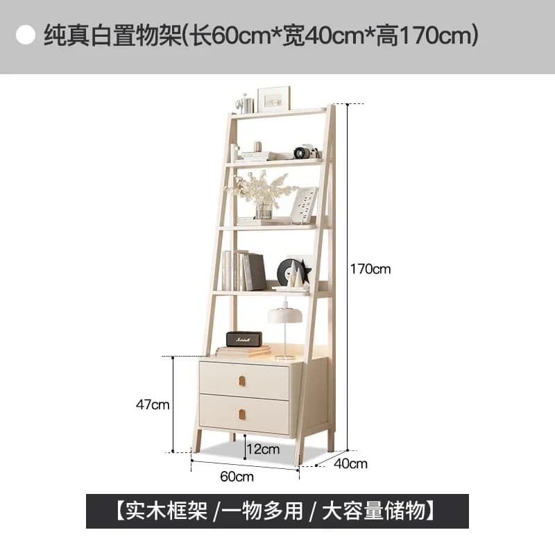 Bedside Table Light Luxury Bookshelf And Storage Shelf Floor Solid Wood Modern Minimalist Multi-Layerl17