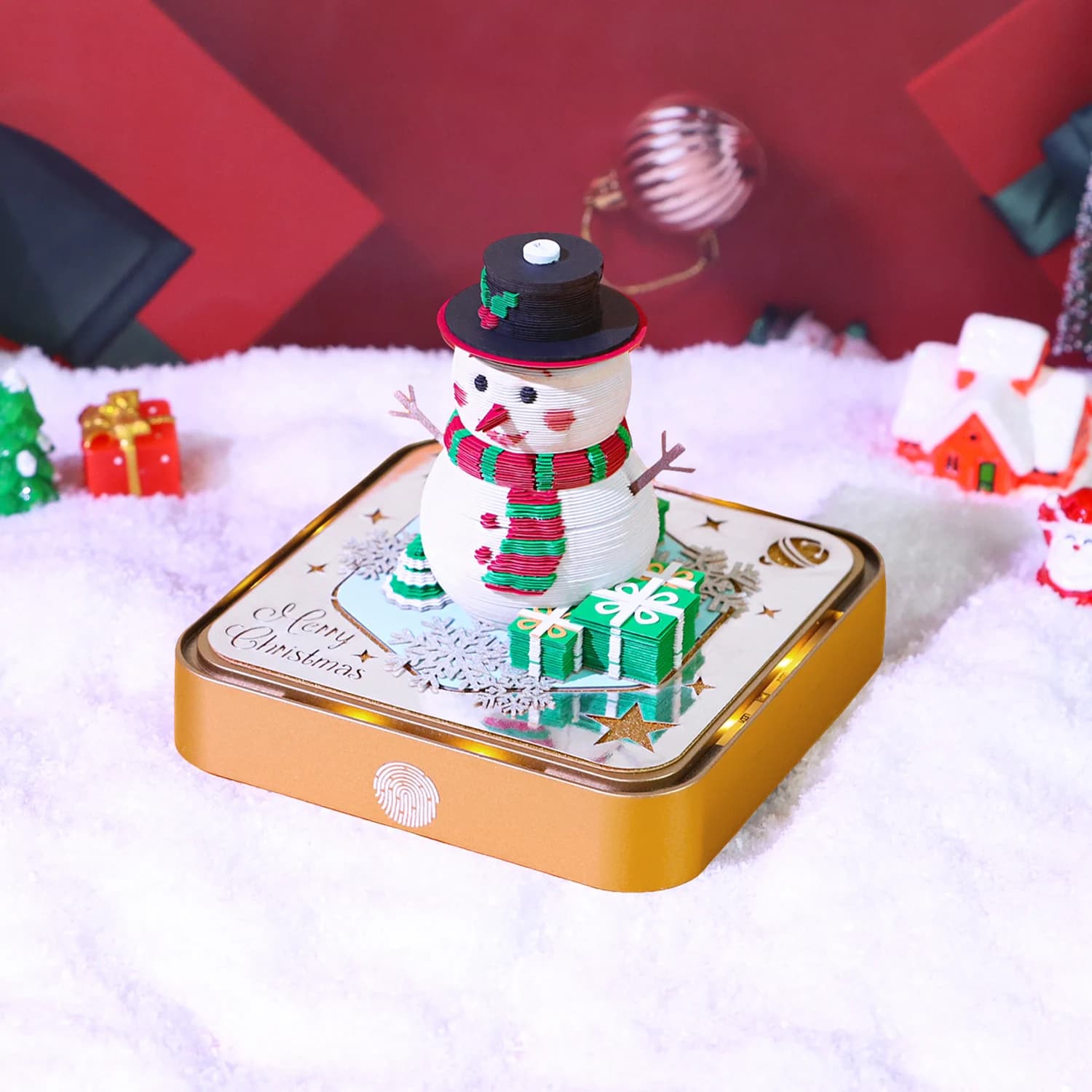 Time Piece Paper Crafts 2027 Desk Calendar With LED 3D Tear-away Calendar Christmas Snowman Art Memo Pad Notepad Gift Christmas