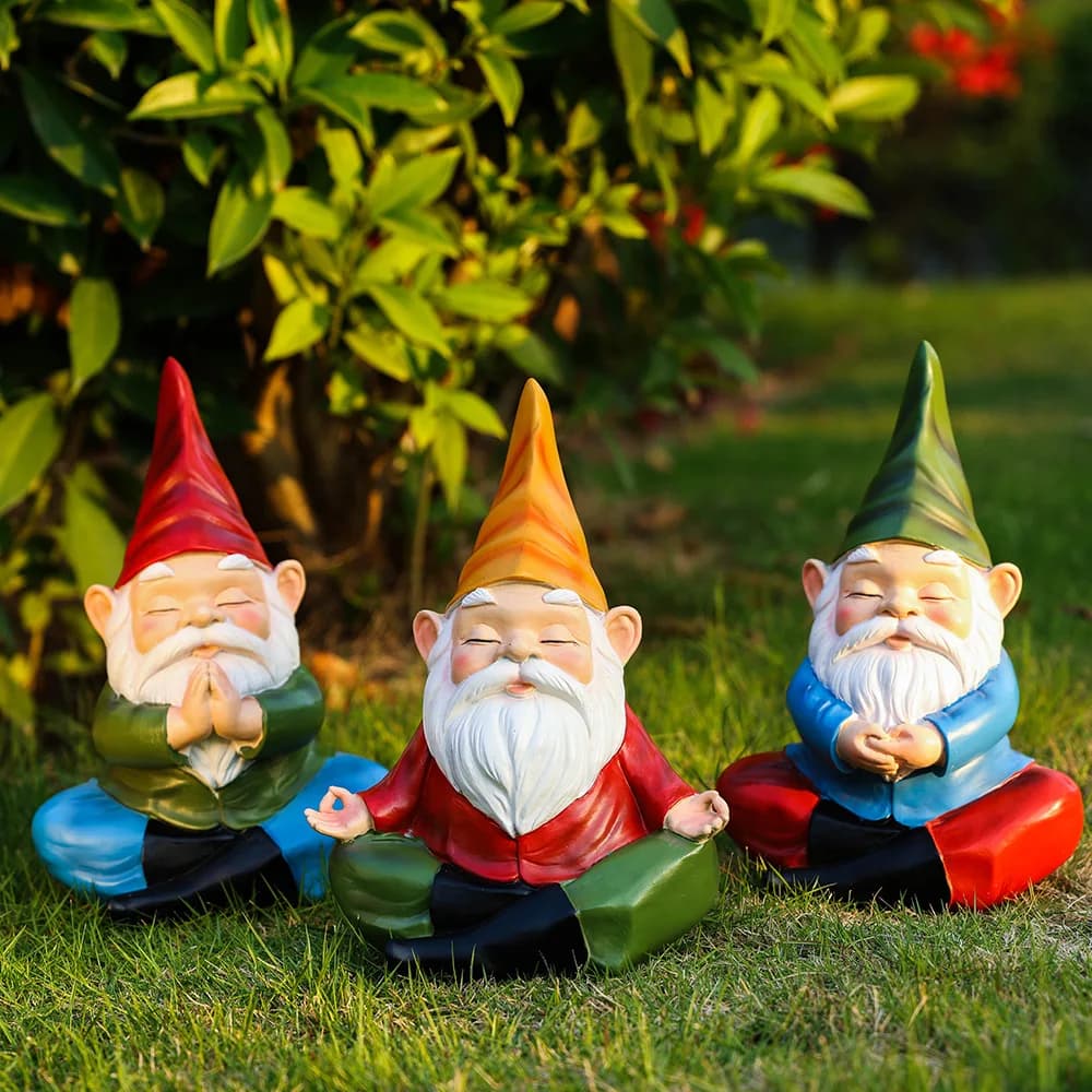Garden Yoga Gnome Statue Outdoor Gnomes Figurine Knome in Yoga Pose for Garden Decor Elf Sculptures Statues for Patio Lawn Yard
