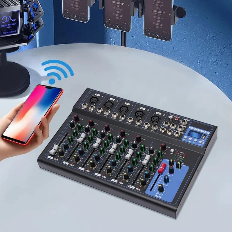 Portle -channel o Mixer with USB DJ Sound Mixing Console MP Jack V Power Studio Recording