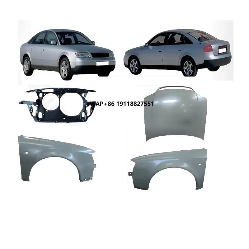 A6 C5 OEM Front Body Panel Kit Radiator Support with Round Fenders & Steel Hood 4B080588M/4B080588A