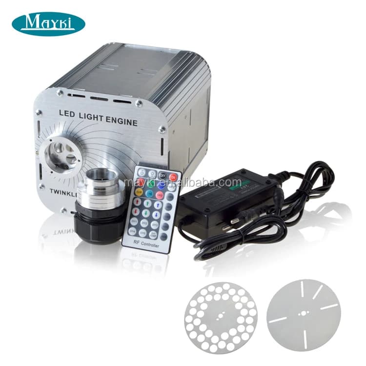 Mayki 45W RGB Fiber Optic Twinkle LED Light Engine With Shimmering White or Shooting Star Color Wheel Motor Remote Controller