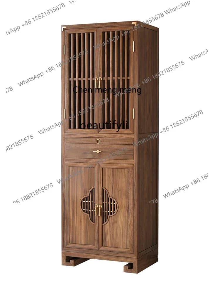 X  Black walnut  new Chinese vertical cabinet   platform  Buddhist cabinet household simple light luxury God of Wealth cabinet