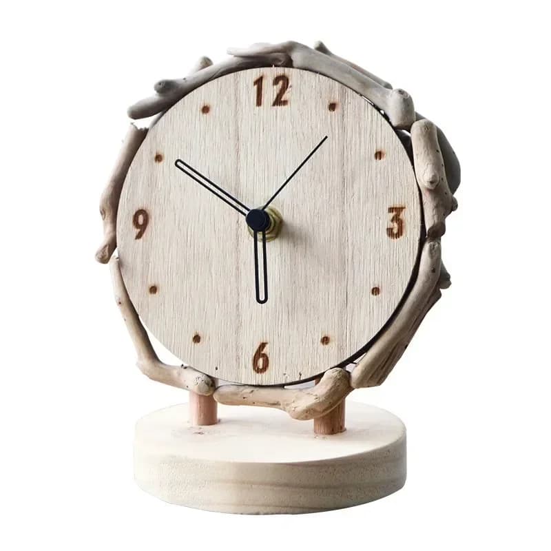 Log desktop clock clock, living room home simple clock ornament