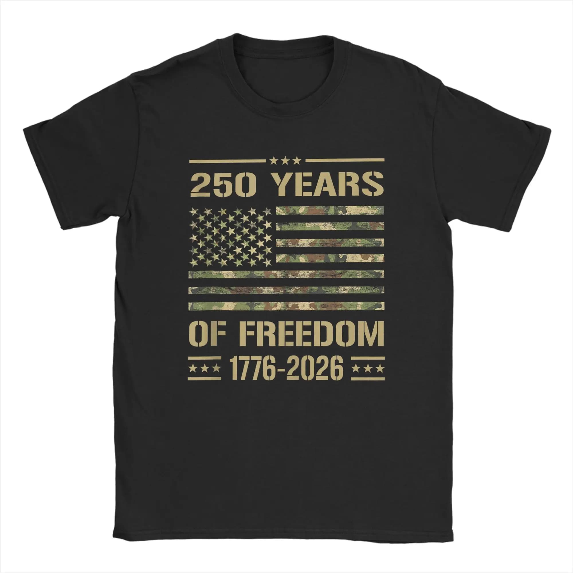 250 Years of Freedom American Anniversary US July 4th 2026 Cotton T-Shirt Men Summer  T Shirts Crew Neck Tees Oversize Clothes