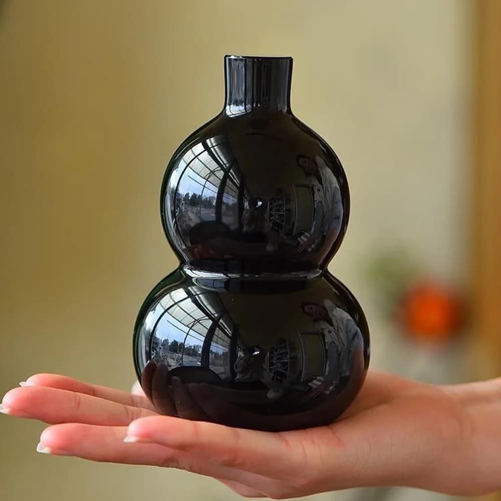 Obsidian Gourd Chinese Feng Shui Wu Lou Ornaments Collectibles Weath Happiness Good Luck Home Office Desktop Decoration