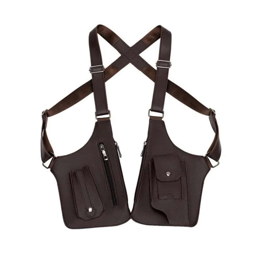 Vintage Double Shoulder Armpit Bag Adjustable Strap Gothic Underarm Strap Wallet Pocket Portable Waterproof