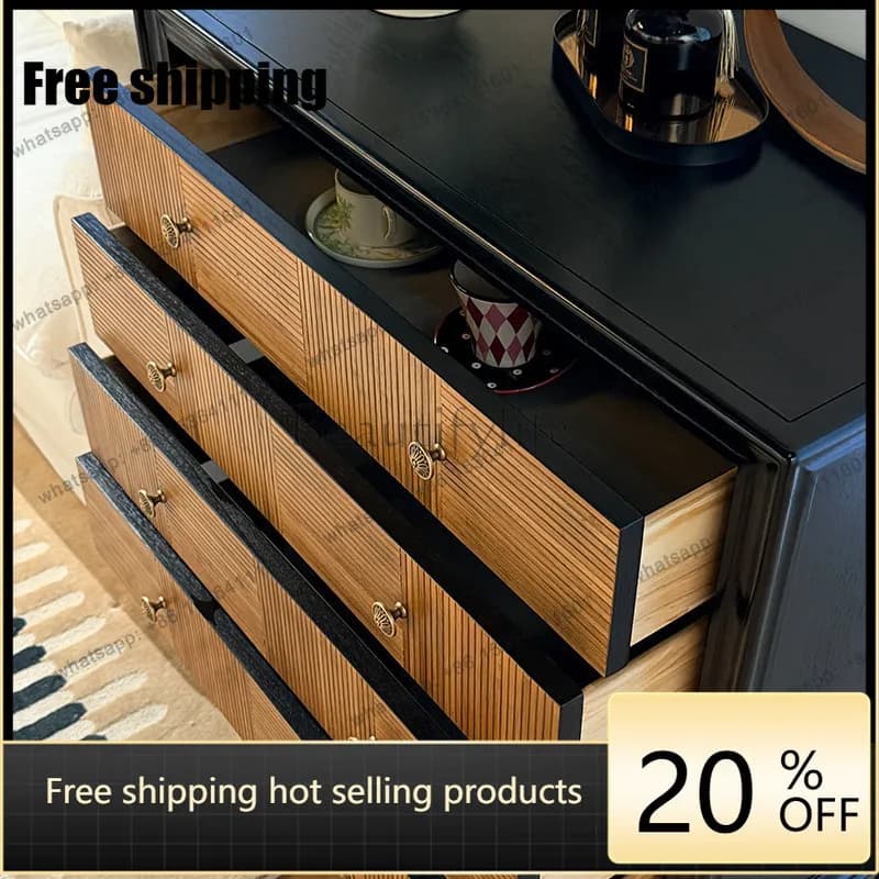 LD retro solid wood chest living room bedroom medieval storage locker high sense