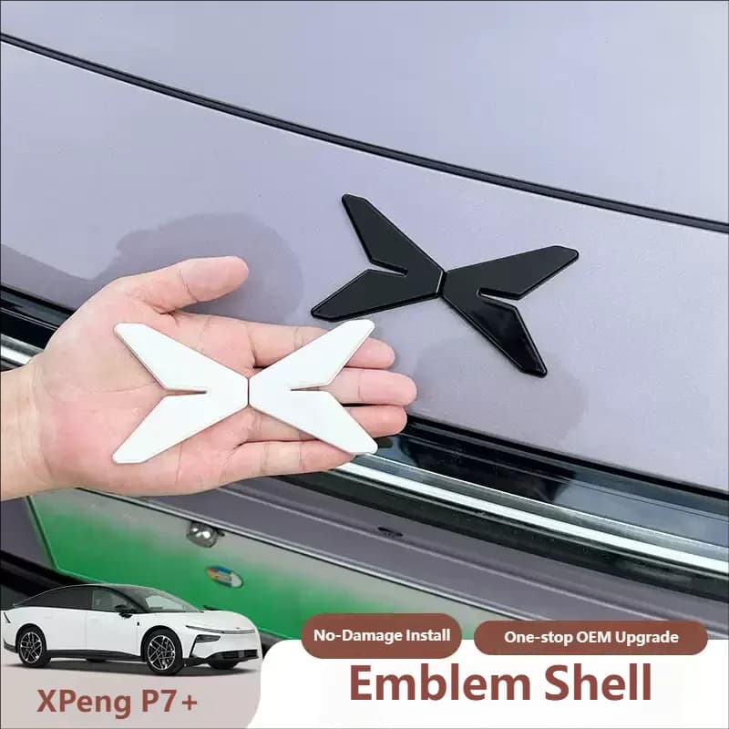 For XPENG P7+ 2025 2026 2027 Car Covering Black Logo Bright Black Logo Low-end Upgrade High-end Front Rear Logos Accessories
