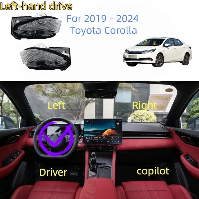 For 2019 - 2024 Toyota Corolla Reverse Mirror Indicator Light, Rearview Mirror Turn Signal, Flashing Signal Light