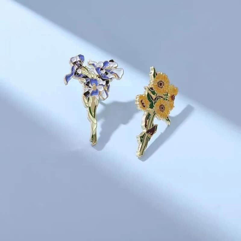 Creative Iris Sunflower Brooch Fashion Business Commute Party Gift Pin Badge DIY Clothing Bag Hat Scarf T-shirt Jeans decoration