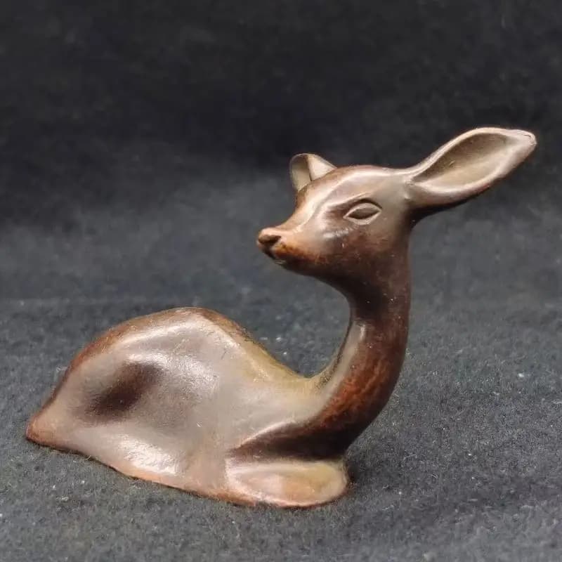 Antique Solid Wood Plum Blossom Pen Holder , Home Tea Pet, Small Deer Paperweight, Decorative Desktop Ornament