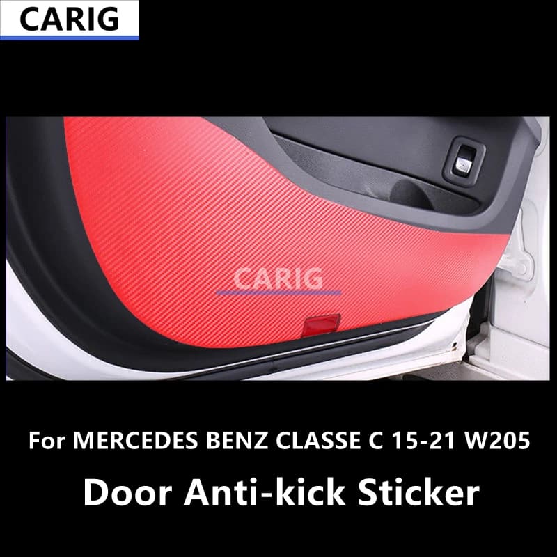 For MERCEDES BENZ CLASSE C 15-21 W205 Door Anti-kick Sticker Modified Carbon Fiber Interior Car Film Accessories Modification