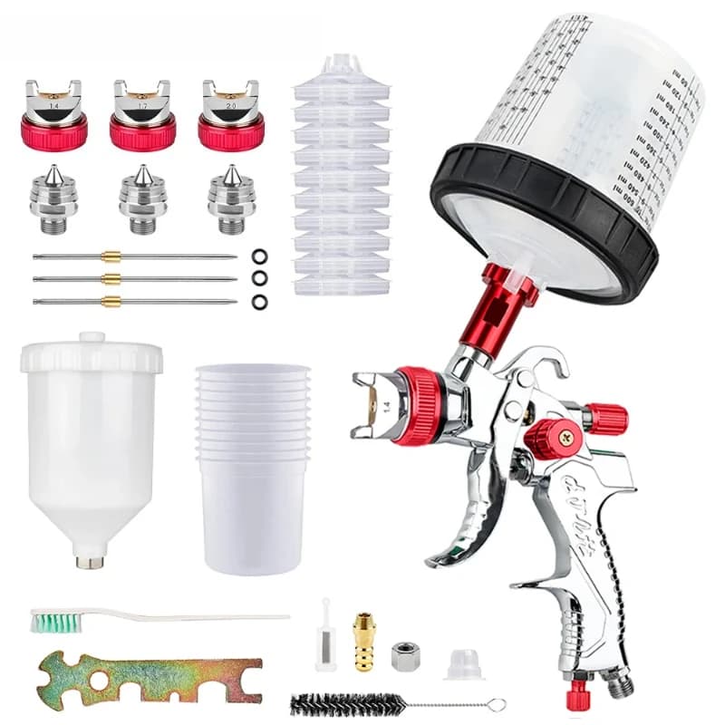 1.4mm 1.7mm 2.0mm  Spray Gun Home Automatic Paint Spray Gun Tool, 600ml No Clean Disposable Measuring Cup 10pcs