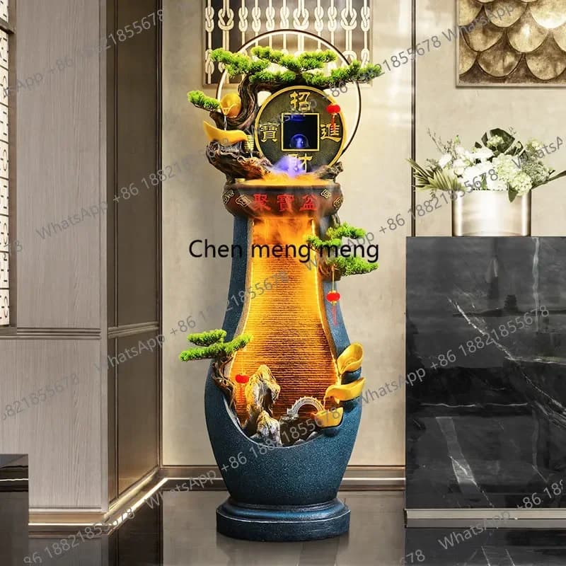 N138  Lucky rockery flowing water ornament circulating feng shui wheel floor living room decoration