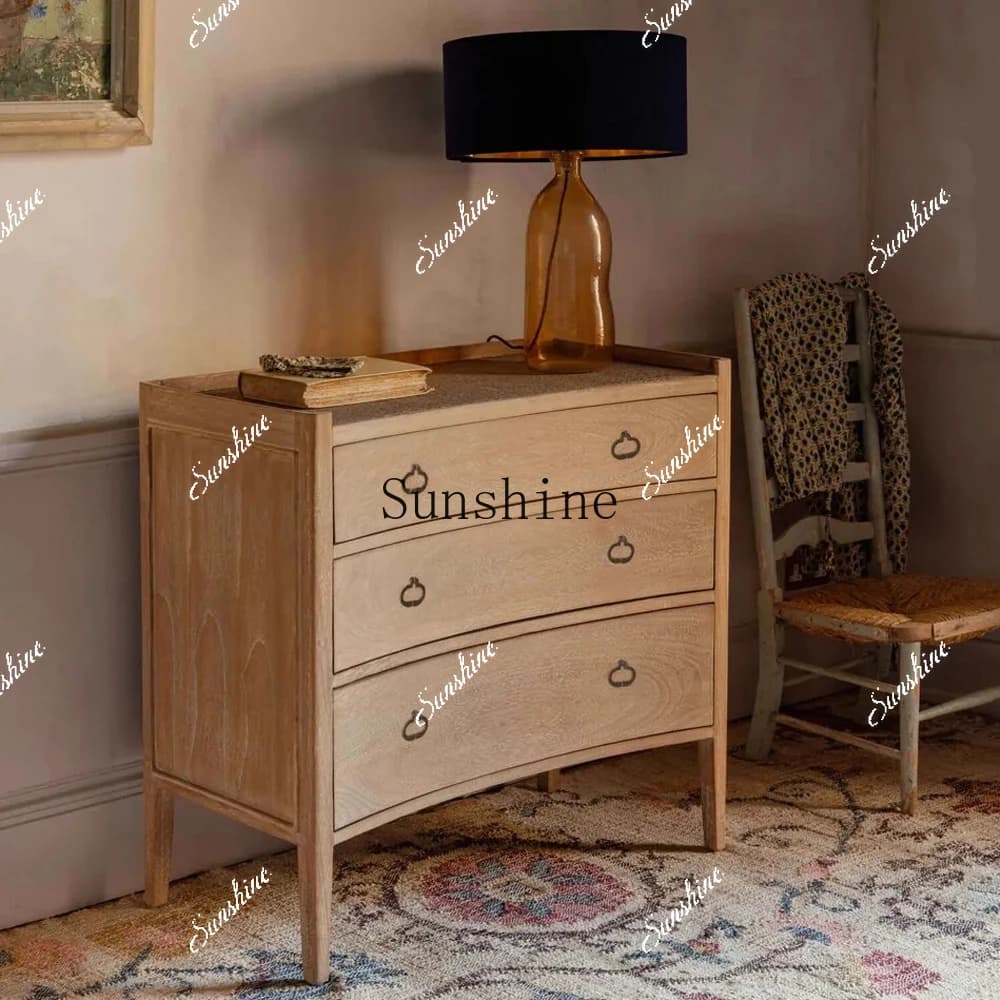 American country style solid wood storage chest retro small apartment living room side cabinet FT