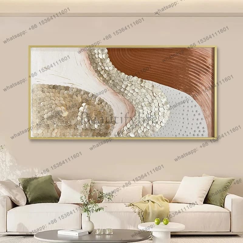 Creative Art Hand-painted Oil Painting Vertical Version Light Luxury Style Decorative Painting Wall
