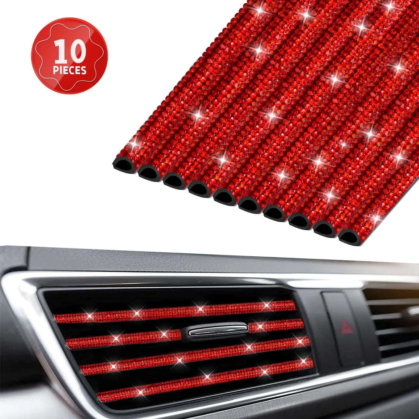 Car Diamond-encrusted Air Outlet Decorative Strip with Diamond Car Interior Air-conditioning Outlet U-shaped Rhinestone Strip