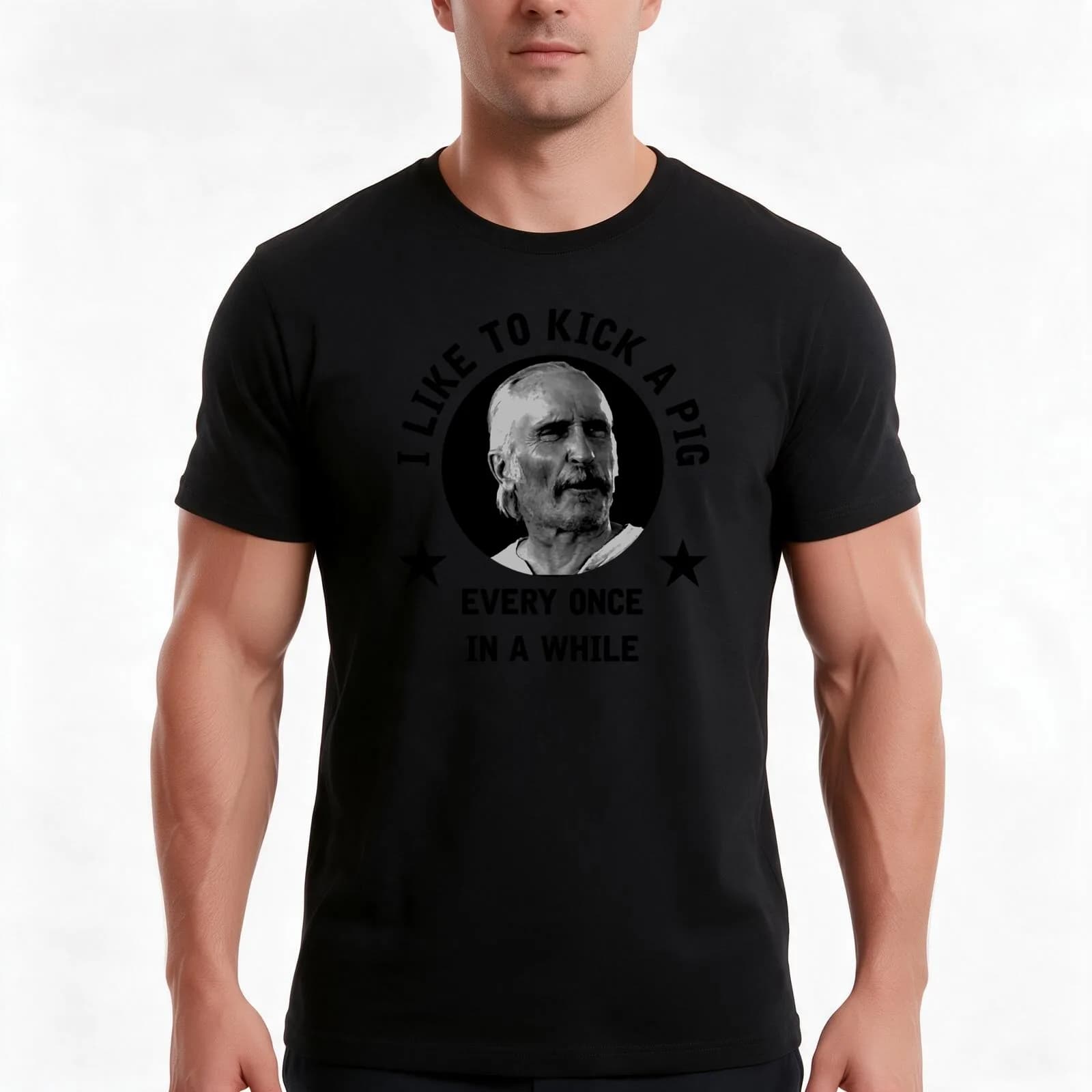 I like to kick a pig every once in a while - Augustus McCrea T-Shirt, Summer Casual Cotton Tee, Oversized Streetwear Tops