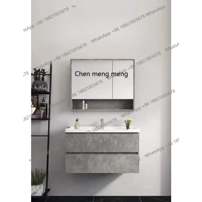 Nordic bathroom cabinet combination, solid wood paint-free bathroom wall cabinet washbasin mirror cabinet